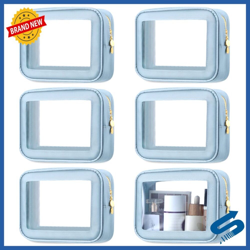 Clear Travel Toiletry Bags Waterproof Nylon Cosmetic Organizer Set with Golden